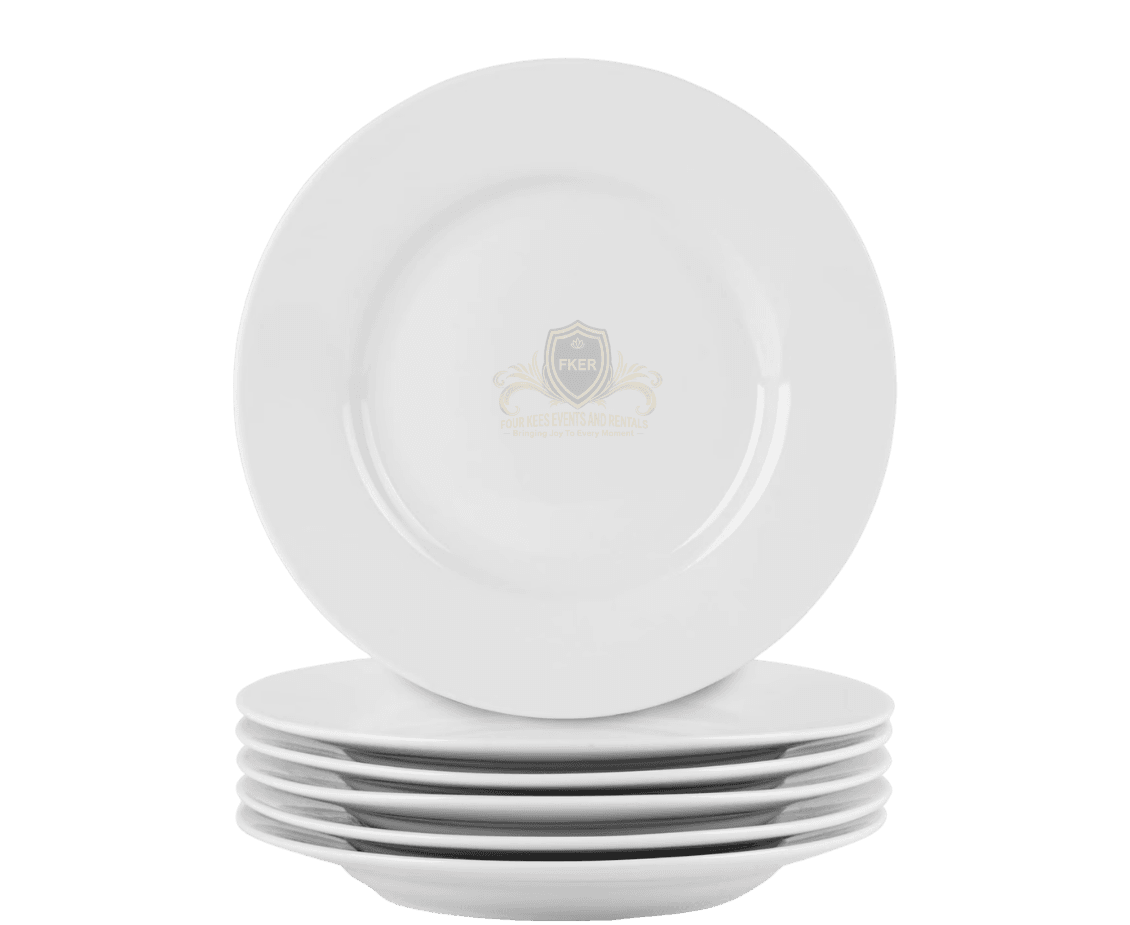 6 Round Ceramic Appetizer Plate from Four Kees Events and Rentals inventory