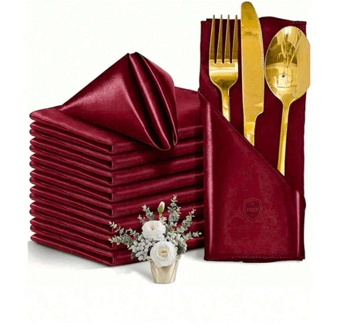 Satin Dinner Napkins from Four Kees Events and Rentals inventory