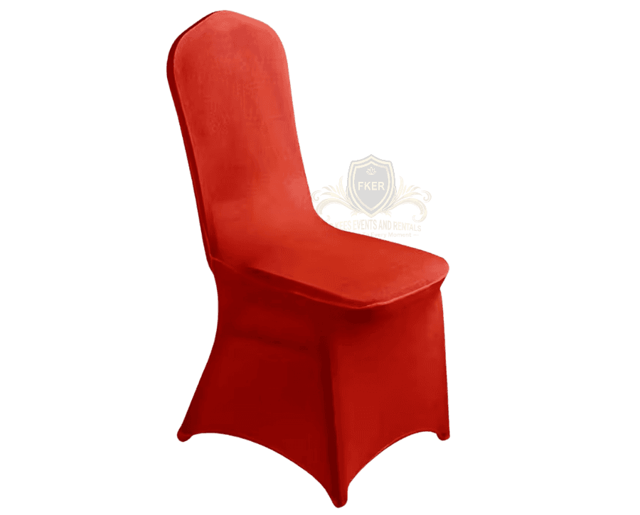 Spandex Chair Covers Red from Four Kees Events and Rentals inventory