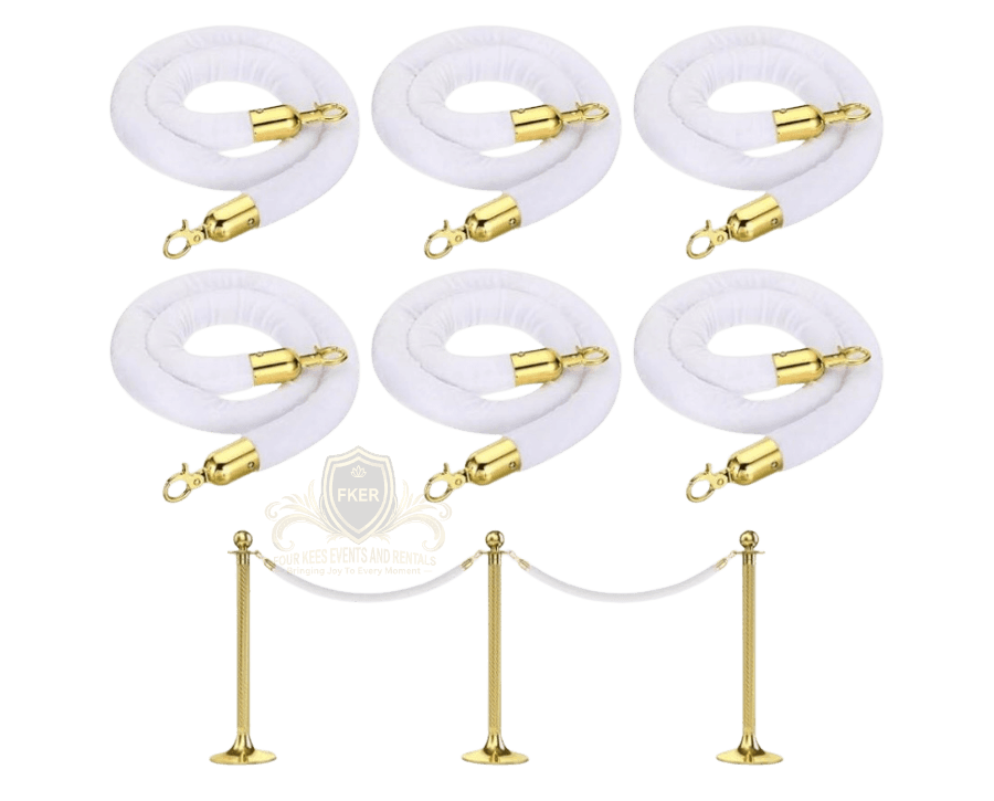 White Stanchion Posts from Four Kees Events and Rentals inventory