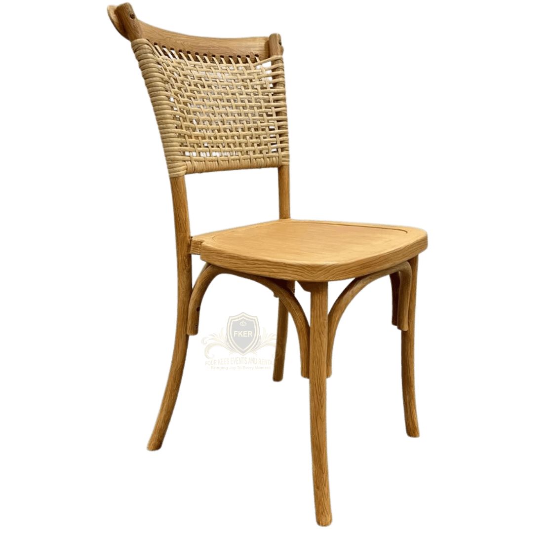 Wood Cane Back Chair from Four Kees Events and Rentals inventory