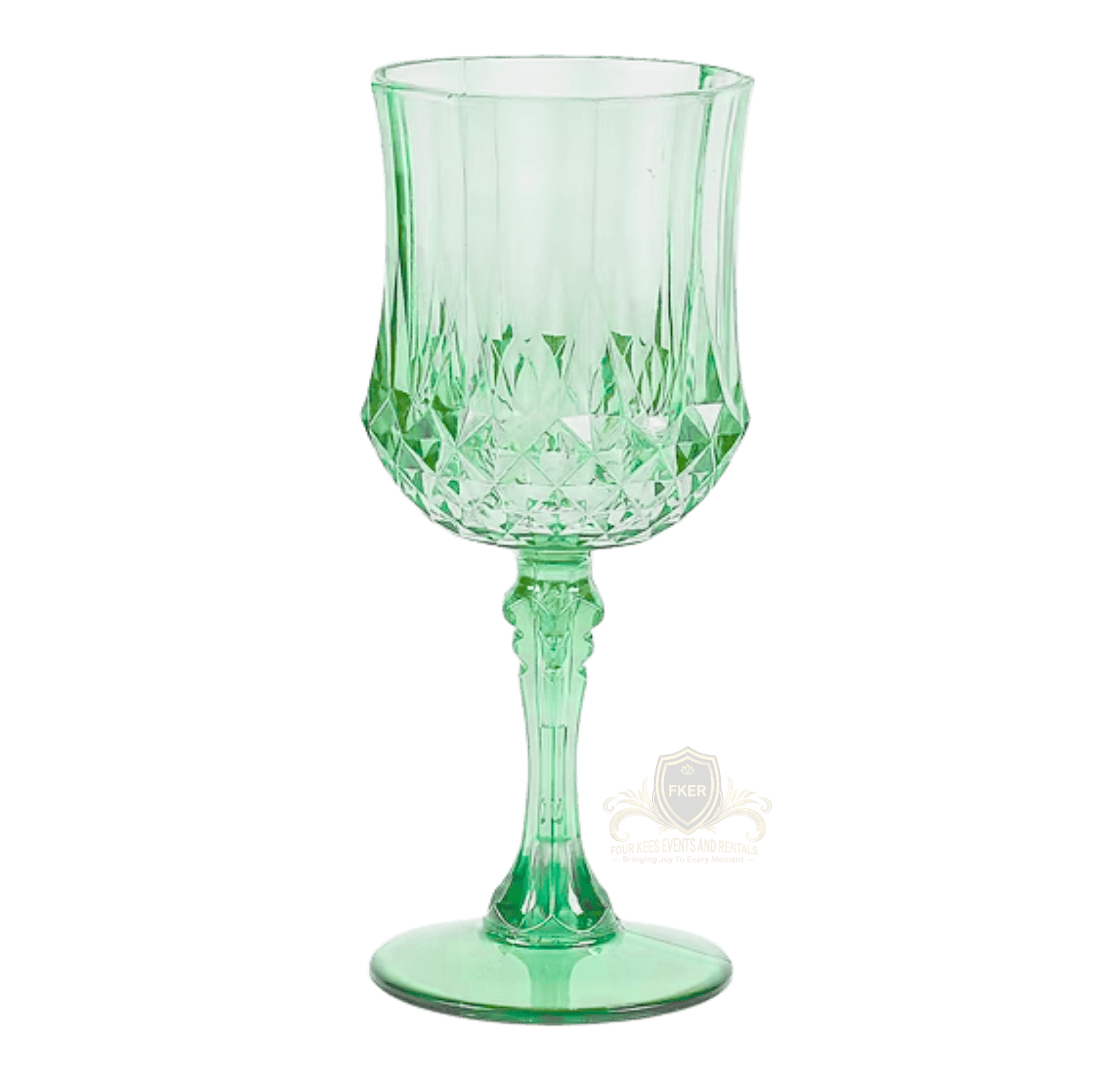 Green Wine Glass from Four Kees Events and Rentals inventory