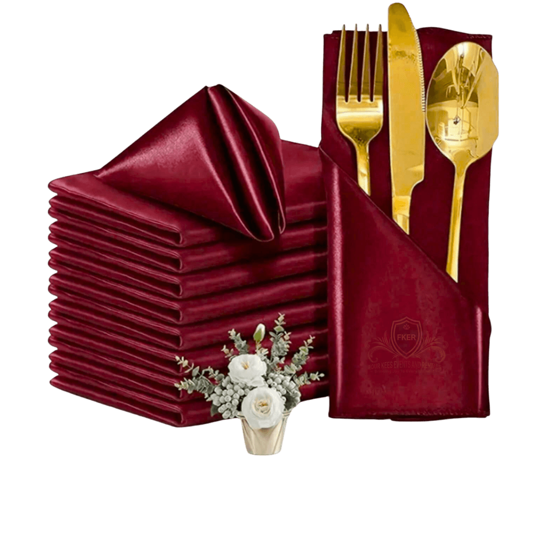 Satin Dinner Napkins from Four Kees Events and Rentals inventory
