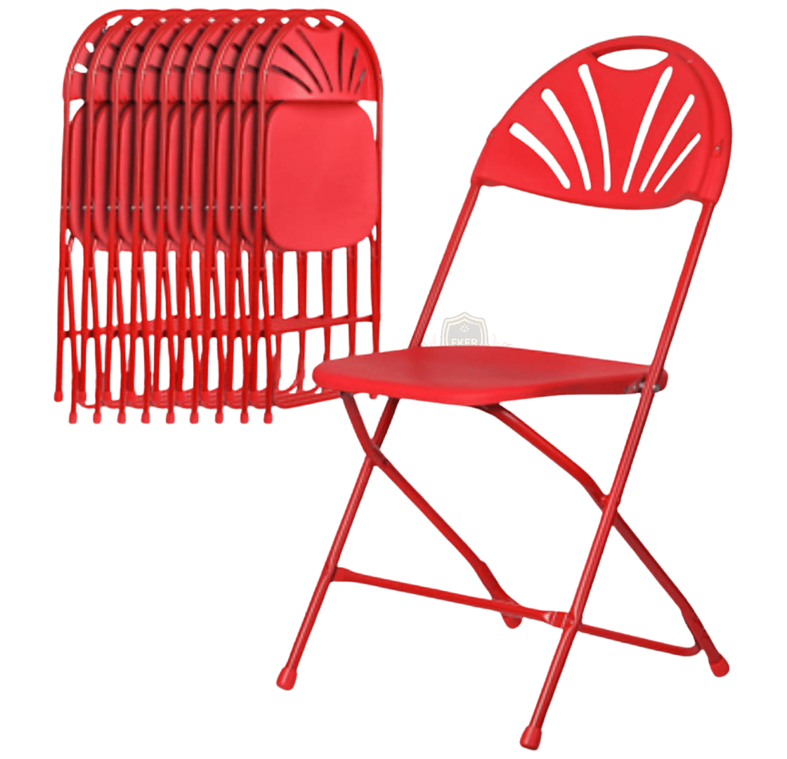 Red Fan Back Chair from Four Kees Events and Rentals inventory