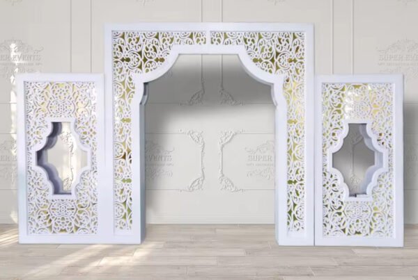 3 Piece White & Gold Panel Backdrop