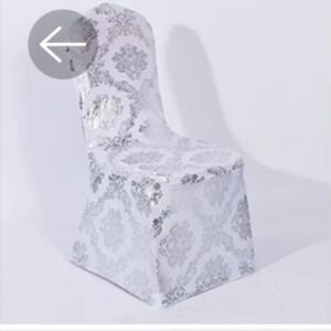 White & Silver Metallic Chair Cover