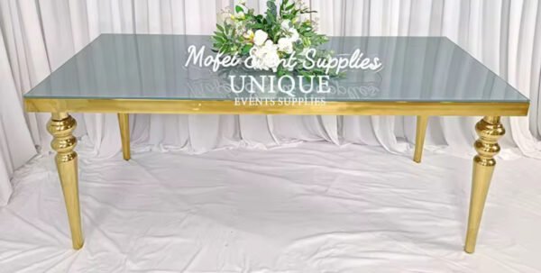White Top & Gold Dinning Table - Image 2