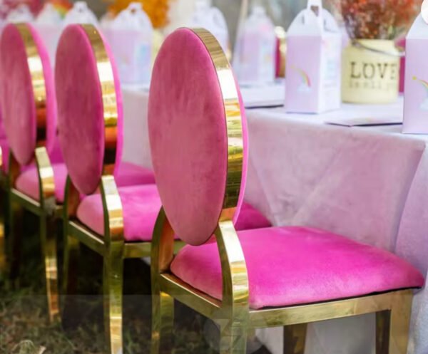 Gold Stainless Steel Chair Pink
