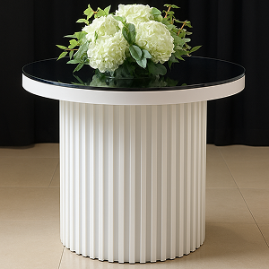 White & Glasstop Cake Table
