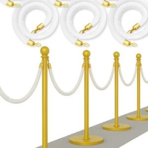 Gold Stanchion With White Rope (2 Pieces)