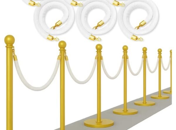 Gold Stanchion With White Rope (2 Pieces)