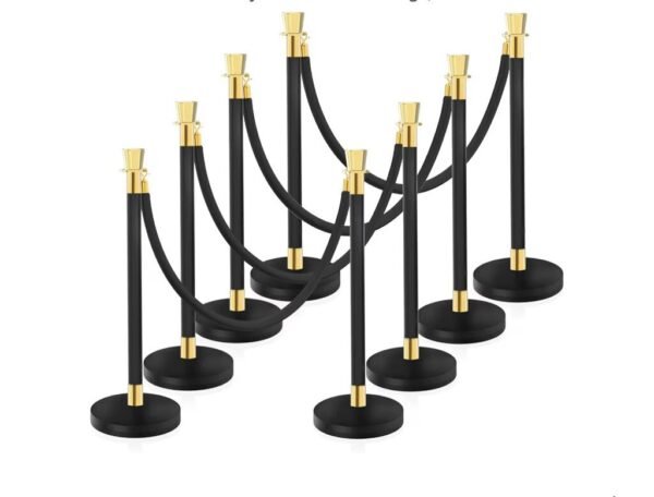 Gold Stanchion With Black Rope (2 Pieces)