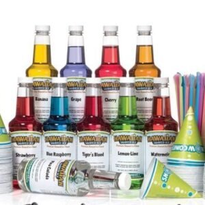 Sno Cone Supplies X25 (Includes either 1 Blue Raspberry or 1 Cherry Syrup & 25 Cones)